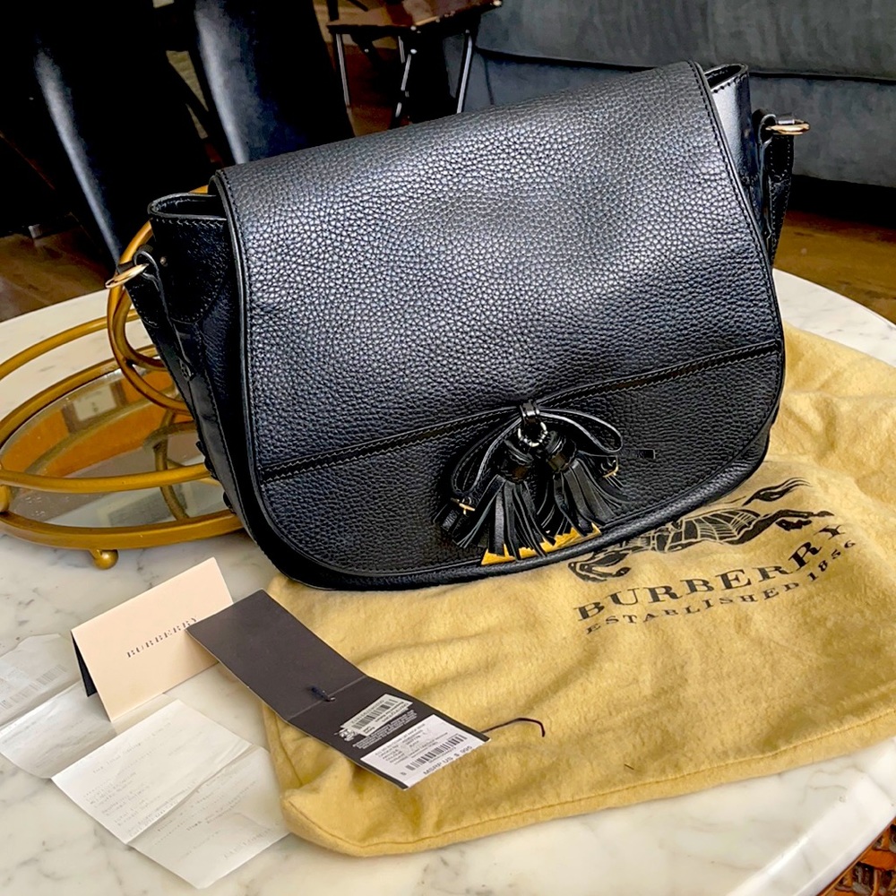 Burberry hobo black leather bag